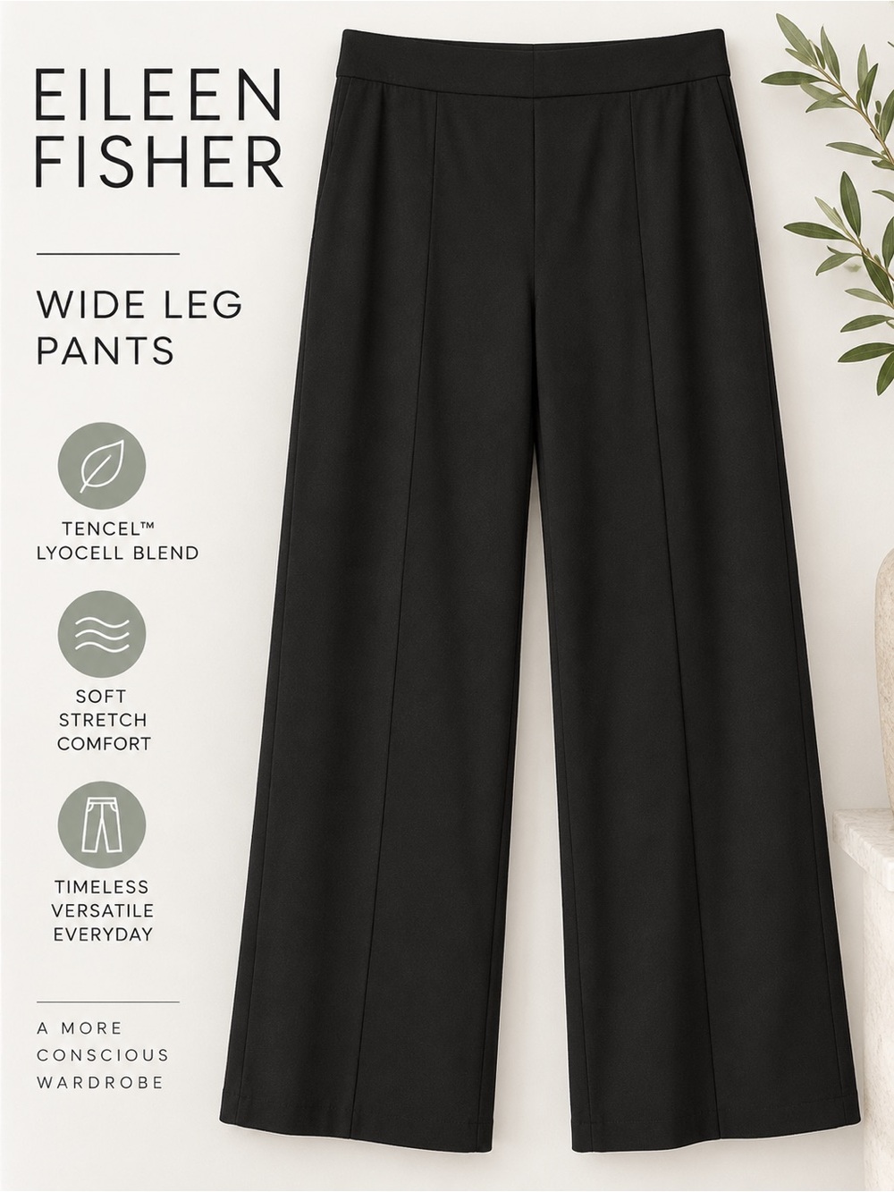 Eileen Fisher Black Wide-Leg Pants